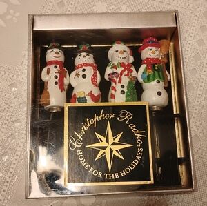 Christopher Radko Home for the Holidays Snowmen Pate Knives - Set of 4, Open Box